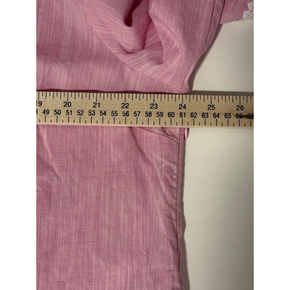 Pink Cotton Linen Shift Tunic Dress White Trim Pockets Side Zip Resort XXL NWT - Picture 10 of 15